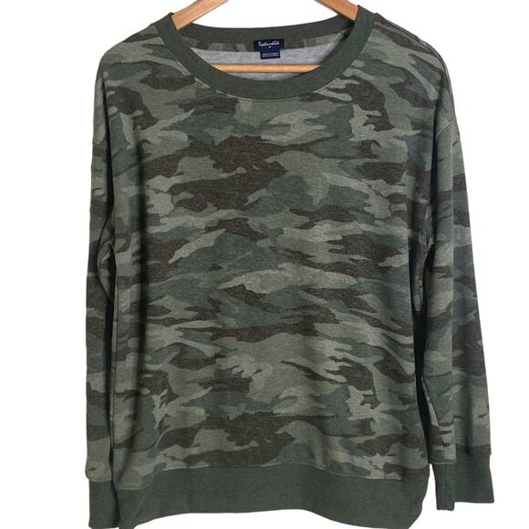 Splendid Size Medium Green Camouflage Pullover Sweatshirt - Picture 1 of 5